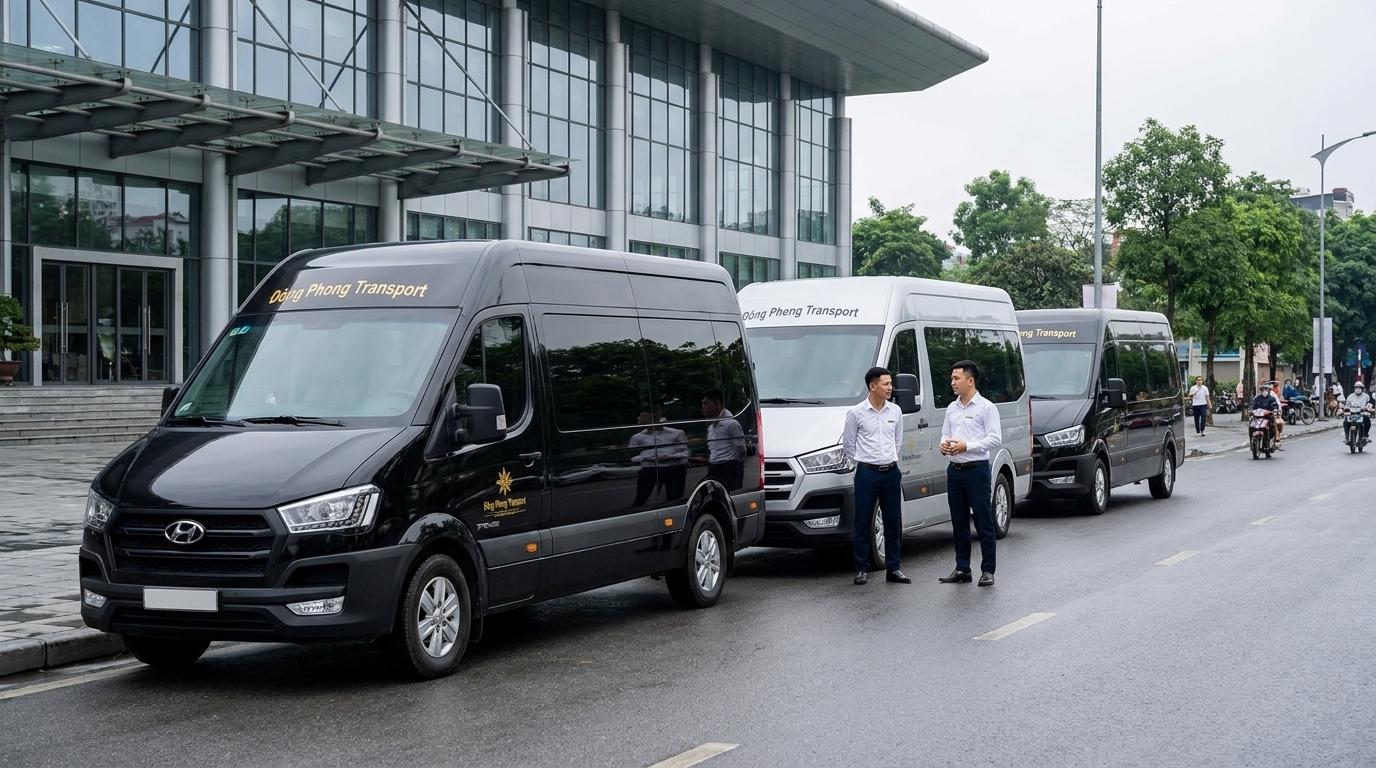Đội xe Limousine 16 đến 19 chỗ đồng bộ phục vụ sự kiện hội nghị MICE Đông Phong Transport
