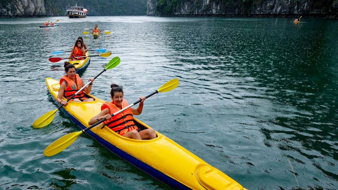 Kayaking tourists