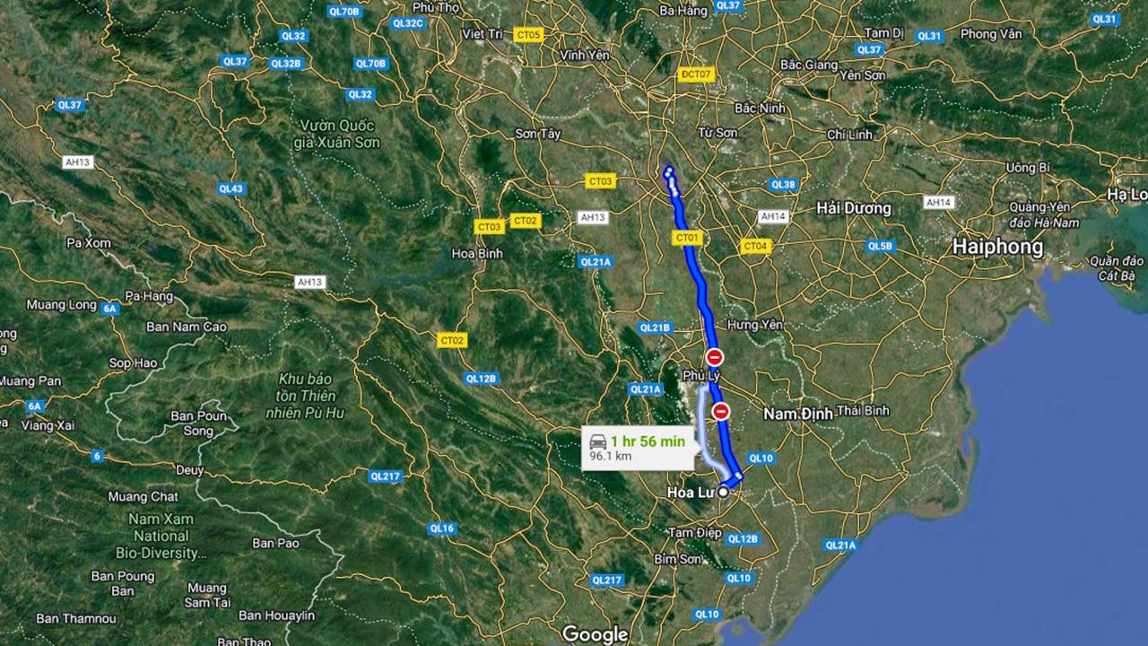 Estimated Travel Time from Hanoi to Ninh Binh