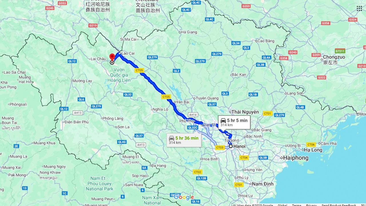 Duration of Travel from Hanoi to Sapa