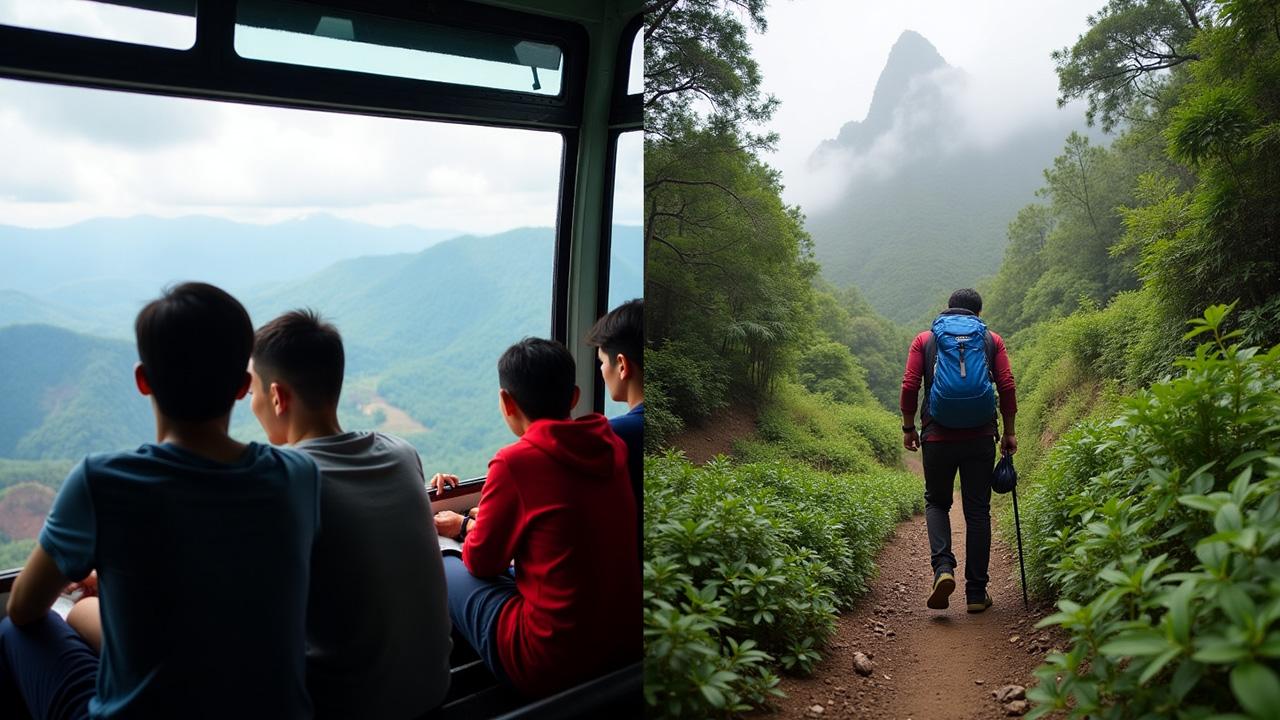 So sánh giữa cáp treo và đi bộ lên Fansipan
