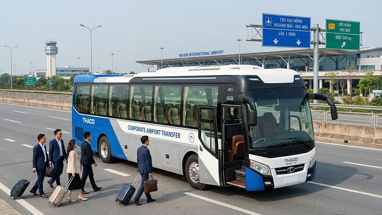 Thuê xe 35–45 chỗ đưa đón sân bay Nội Bài
