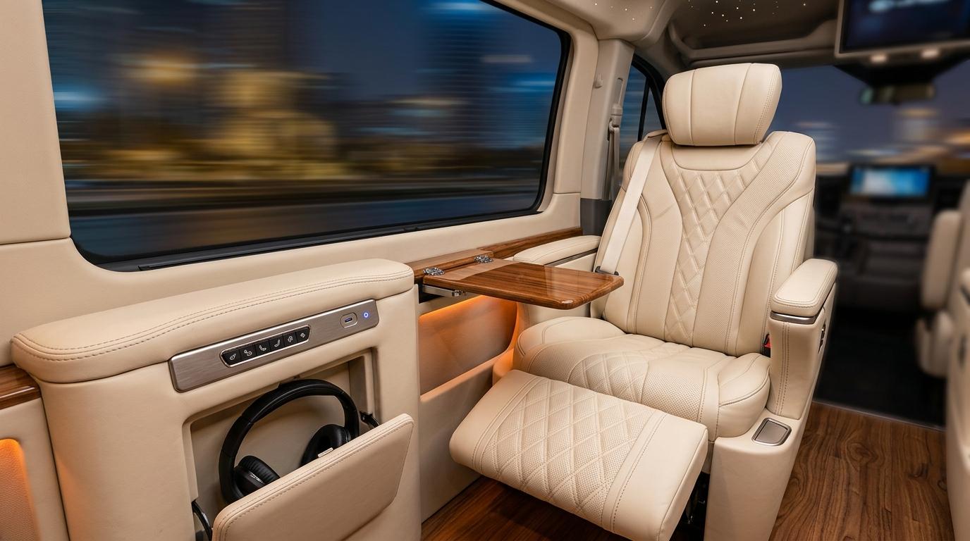 Interior of a 9-seater limousine