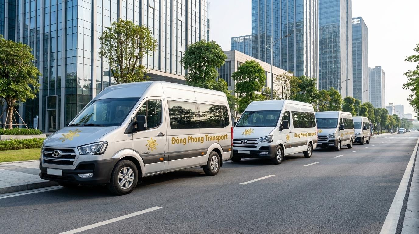 Dàn xe du lịch 16 chỗ Ford Transit và Hyundai Solati đời mới của Đông Phong Transport tại Hà Nội