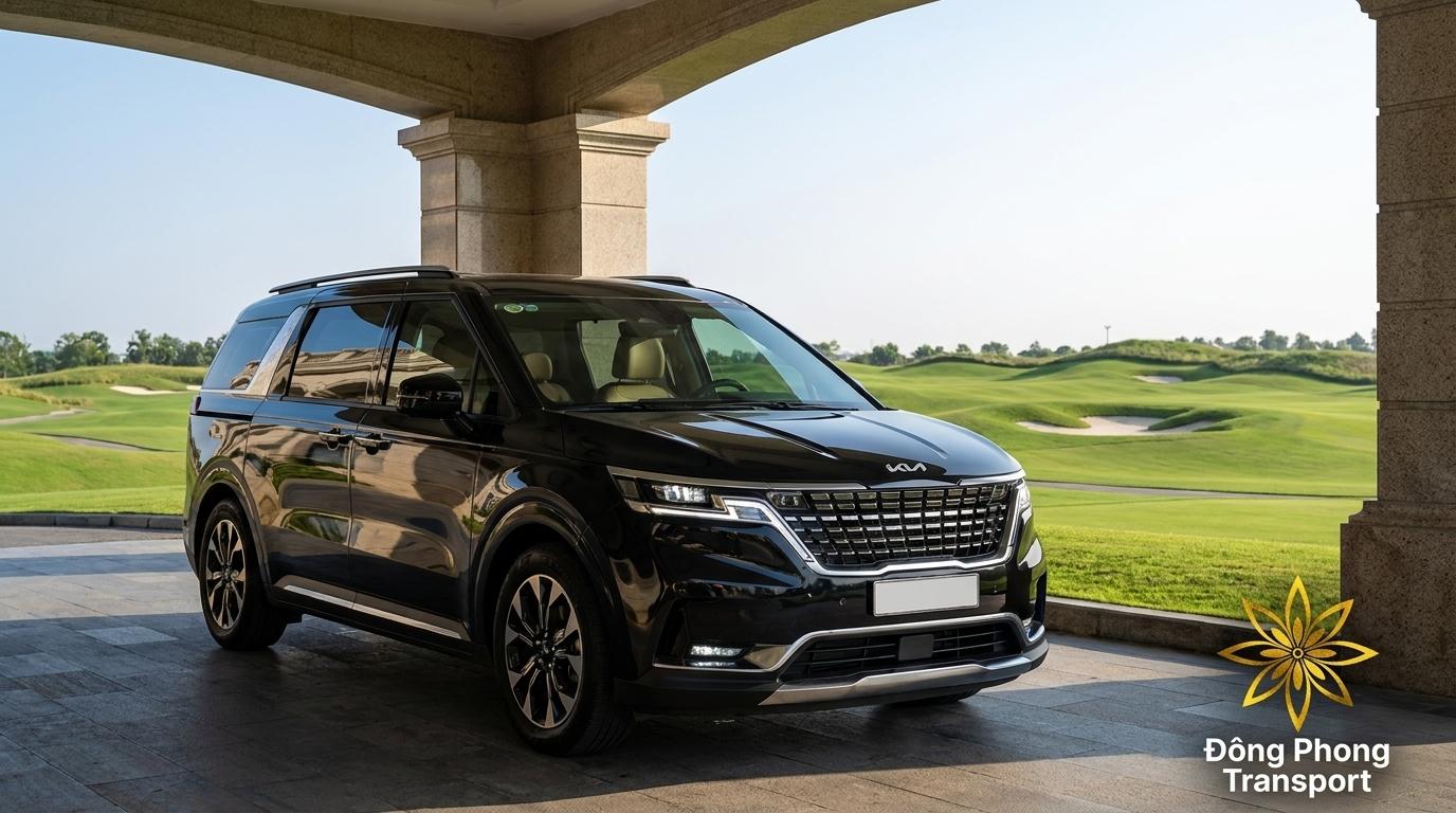 Cho thuê xe Kia Carnival dài hạn đời mới đưa đón sếp và chuyên gia Đông Phong Transport.