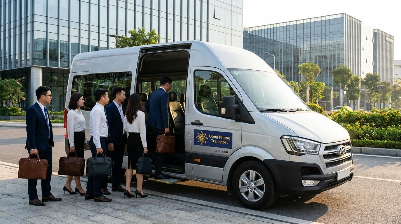 Xe 16 chỗ Hyundai Solati theo tháng đưa đón chuyên gia và kỹ sư nhà máy