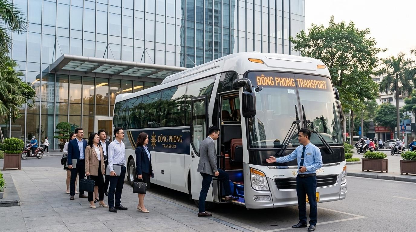 Dịch vụ thuê xe hợp đồng 29 chỗ đưa đón cán bộ nhân viên công ty Đông Phong Transport