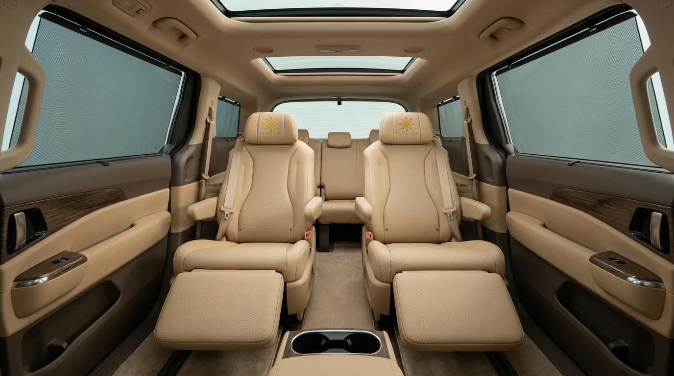 Nội thất khoang thương gia xe 7 chỗ Kia Carnival sang trọng Đông Phong Transport