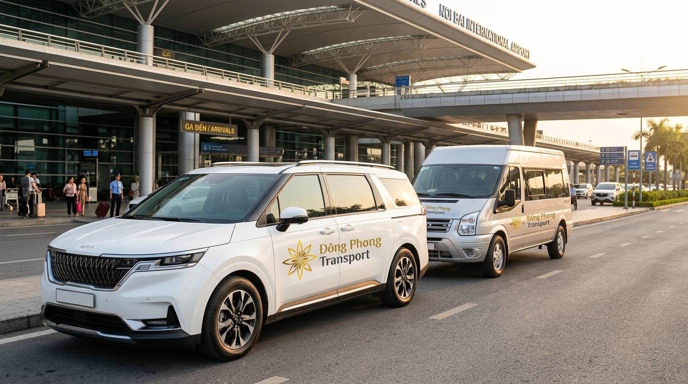 Dịch vụ thuê xe đưa đón sân bay Nội Bài trọn gói dàn xe đời mới Đông Phong Transport