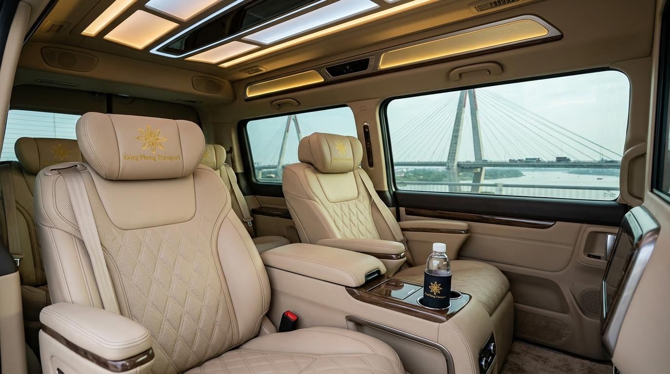 Nội thất xe Limousine cao cấp đưa đón sân bay Nội Bài của Đông Phong Transport